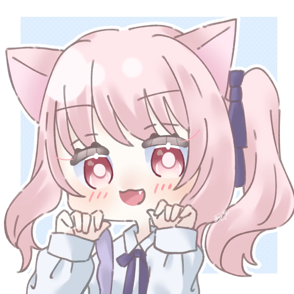 pink hair cat ears animal ears 1other long sleeves pink eyes fang  illustration images