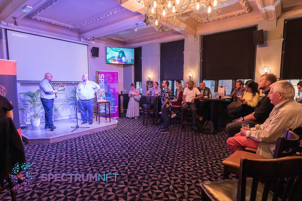 _SpectrumNFT's tweet photo. Speakers in action at The Comedy Club for #FilmMetaverseWeek

These presentations were an integral part of the evening with some inspiring projects coming to the stage for the cause of, #Film, #Fashion and #Security within the #Metaverse!

#ByArtistsForArtists #ItTakesAllKinds https://t.co/dob10aBcI5