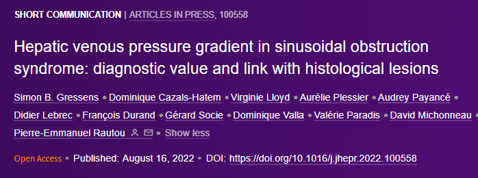 JHEP_Reports's tweet photo. 🟪NEW Article in press❕

Hepatic venous pressure gradient in sinusoidal obstruction syndrome: diagnostic value and link with histological lesions

🔓#OpenAccess at👉https://t.co/erg9okxdTt

@RautouE 
#HPVG
#PortalHypertension
#LiverBiopsy
#LiverTwitter https://t.co/ok5PVBIrSi
