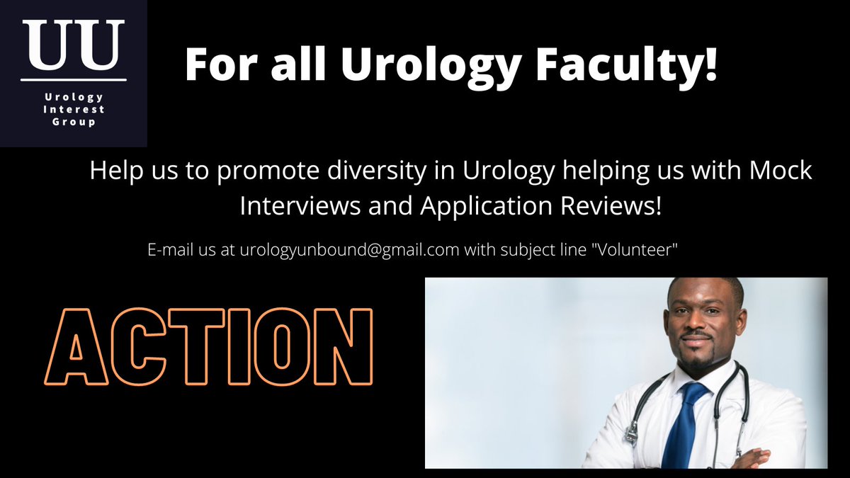 UrologyUnbound's tweet photo. 📣 We are now recruiting urology faculty to volunteer in applicant reviews and mock interviews for applicant membership at Urology Unbound! If interested, please email us at urologyunbound@gmail.com with subject line “Volunteer” @UroForEquity @ABUrology  #UrologyMatch2023 https://t.co/NwzEpbqjka