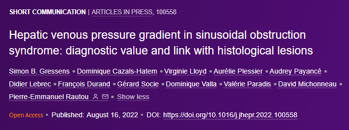 JHEP_Reports's tweet photo. 🟪NEW Article in press❕

Hepatic venous pressure gradient in sinusoidal obstruction syndrome: diagnostic value and link with histological lesions

🔓#OpenAccess at👉https://t.co/erg9okxdTt

@RautouE 
#HPVG
#PortalHypertension
#LiverBiopsy
#LiverTwitter https://t.co/thCsegHsPp