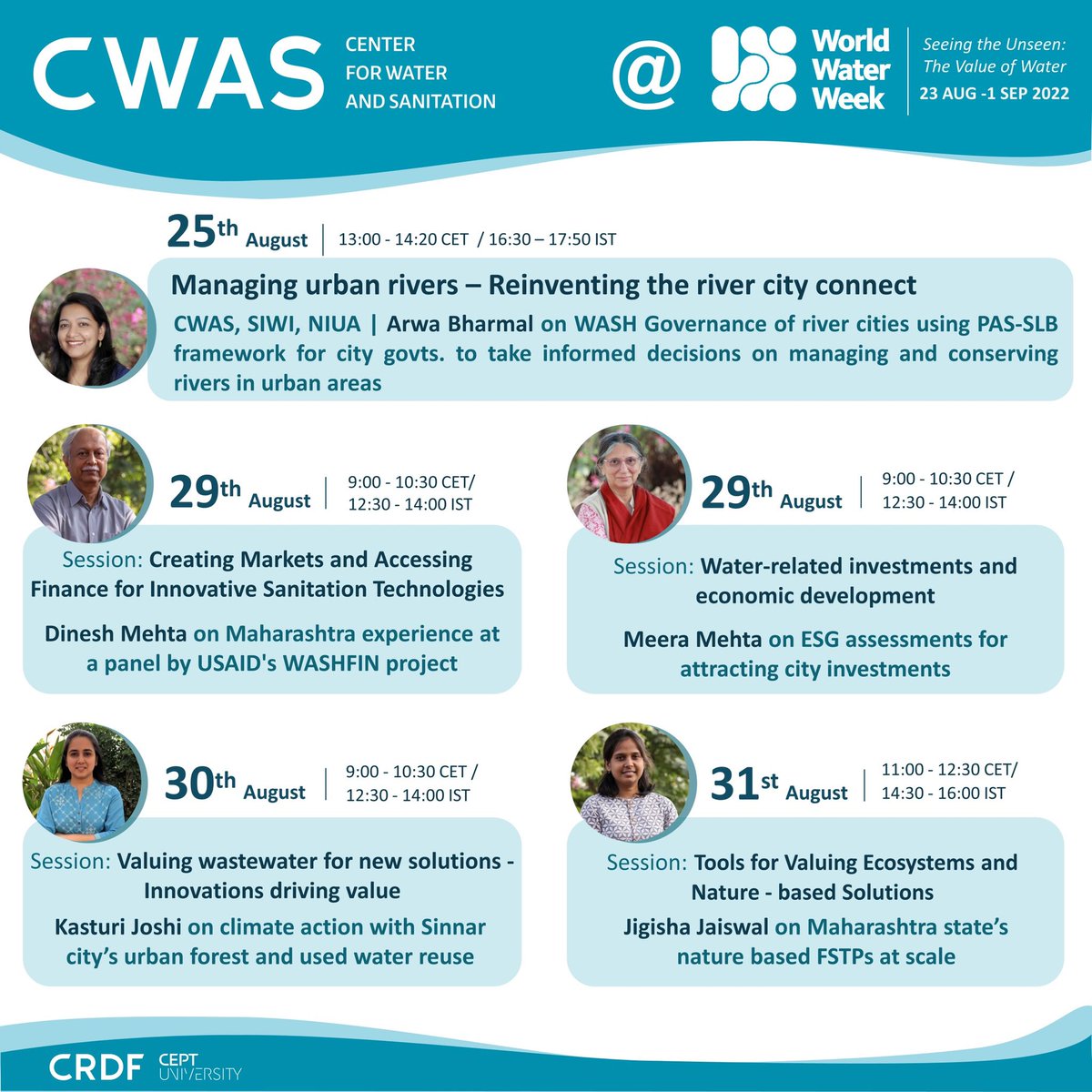 Center for Water and Sanitation (@cept_cwas) on Twitter photo CWAS will showcase its work <a href="/siwi_www/">World Water Week</a> in Stockholm this month. If you are attending the conference, be sure to check out these sessions where CWAS is participating. For more information on the sessions click on the links below
<a href="/mehta_pani/">Meera Mehta</a> <a href="/DineshMehta100/">Dinesh Mehta</a> <a href="/CeptResearch/">CEPT Research & Development Foundation</a> <a href="/siwi_water/">SIWI</a> CWAS will showcase its work <a href="/siwi_www/">World Water Week</a> in Stockholm this month. If you are attending the conference, be sure to check out these sessions where CWAS is participating. For more information on the sessions click on the links below
<a href="/mehta_pani/">Meera Mehta</a> <a href="/DineshMehta100/">Dinesh Mehta</a> <a href="/CeptResearch/">CEPT Research & Development Foundation</a> <a href="/siwi_water/">SIWI</a>