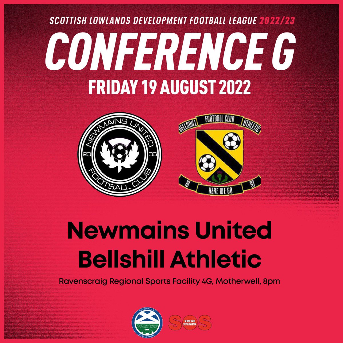 Match day 2 Conf G
Newmains u20s v Bellshill Ath u20s
Ravenscraig Sports Centre Astro
Please note kick off is now 7:00pm