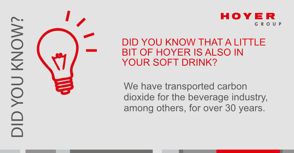 Whether in lemonade or beer: carbon dioxide is in many soft drinks, which are especially popular in summer. HOYER has transported carbon dioxide for more than 30 years. Reliable, trusting partnerships are particularly important to us. For more information: hoyer-group.com/branchen/gase