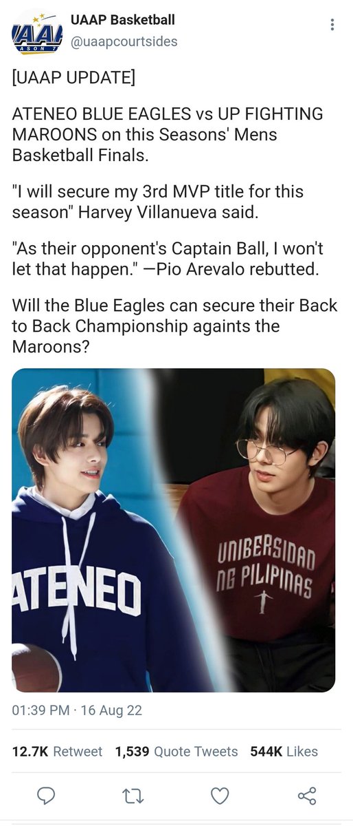 pjaybruv's tweet photo. A heejake au where...
Pio(hs) and Harvey (jk) are known as the 'opposing aces' since Senior Highschool for the reason that their paths always cross as rivals. Little did everyone knows, these two 'rivals' are 'lovers' who're frantic of being judged by public. https://t.co/OXiHiKz6Ap