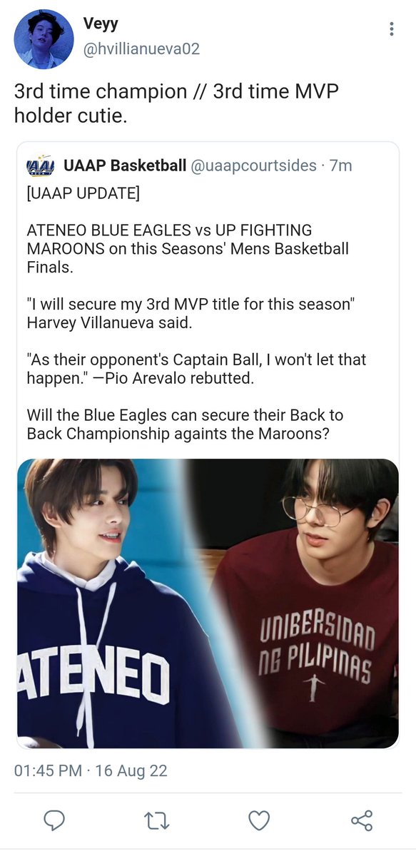 pjaybruv's tweet photo. A heejake au where...
Pio(hs) and Harvey (jk) are known as the 'opposing aces' since Senior Highschool for the reason that their paths always cross as rivals. Little did everyone knows, these two 'rivals' are 'lovers' who're frantic of being judged by public. https://t.co/OXiHiKz6Ap
