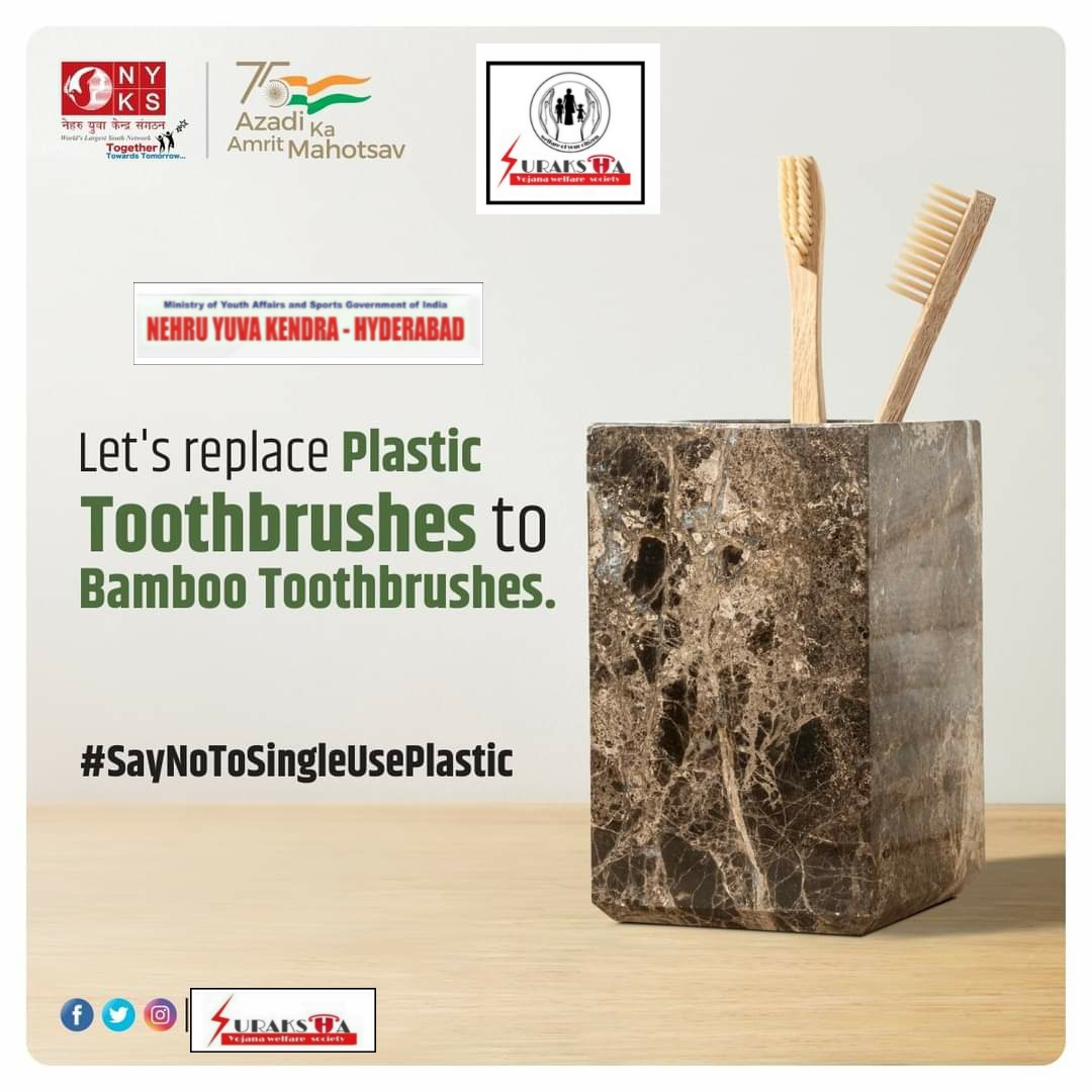 Bamboo toothbrushes are better than #plastic ones. Switching to a #bambootoothbrush is a simple way to reduce the use of plastic at home and other types of single-use plastic are extremely difficult to recycle and don't break down in the #environment.

#noplastic  @NykHyderabad