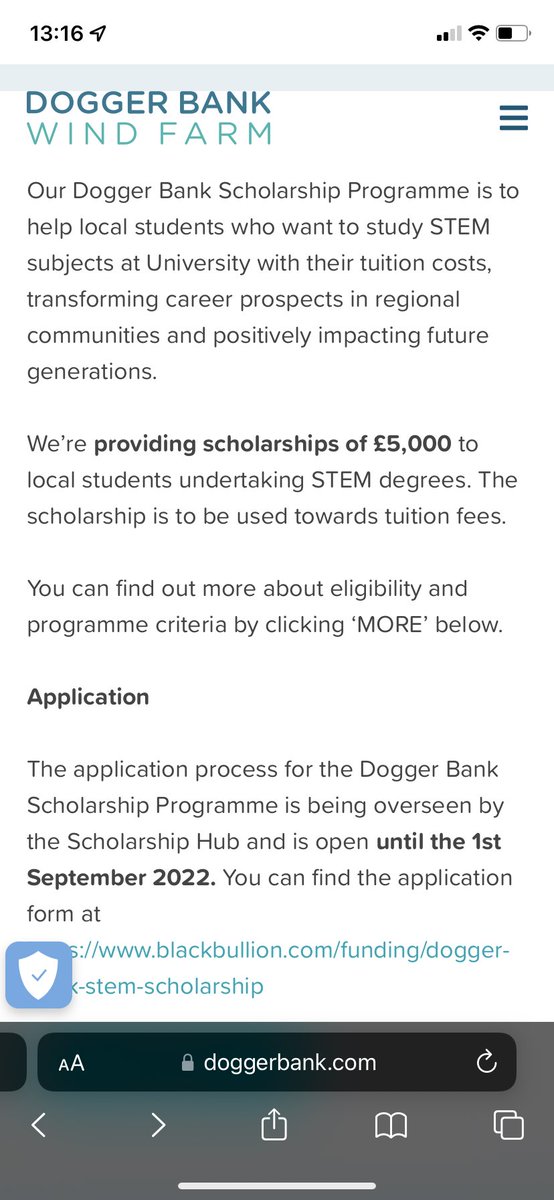 Dogger Bank wind farm University scholarship. <a href="/DoggerBankWind/">Dogger Bank Wind Farm</a>  supporting STEM degrees. blackbullion.com/funding/dogger… study STEM subjects <a href="/Tranby_school/">Tranby</a> <a href="/Tranby_DT/">Design Technology</a> @tranbyscience