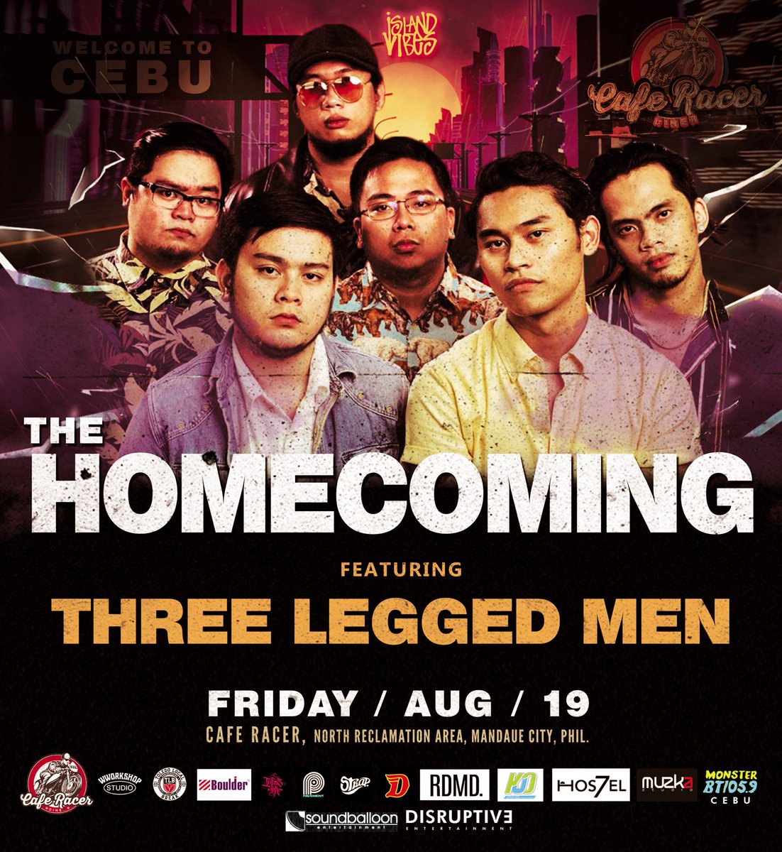 ThreeLeggedMen's tweet photo. Let’s dance this August 19, Friday, at Cafe Racer!🎷Tickets available at the outlets below!👇🏼 #TheHomecoming #3LM https://t.co/pC1iJ5ozw0
