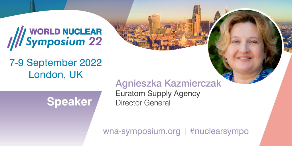 ESA Director General, Agnieszka Kazmierczak is delighted to participate at the World Nuclear Symposium ’22 as speaker on the sustaining fuel supplies Panel #nuclearsympo  #euratomsupply
