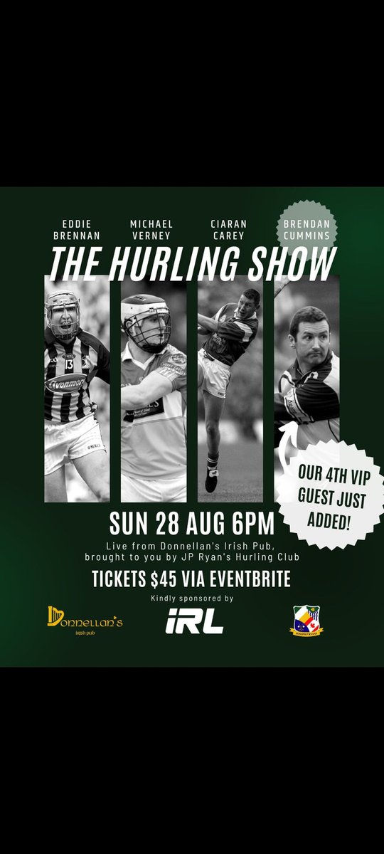 TCondon4's tweet photo. Gaa Fans in Vancouver Canada this Promises to be a great night with JP Ryan's Hurling Club on Sunday August 28. The craic will be mighty for 'The Hurling Show' in Donnellan's Irish Pub - get your tickets now at https://t.co/KVccj5oE11 
#Vancouver @ISSCVancouver @StFinnians https://t.co/ro1GFPnE5g
