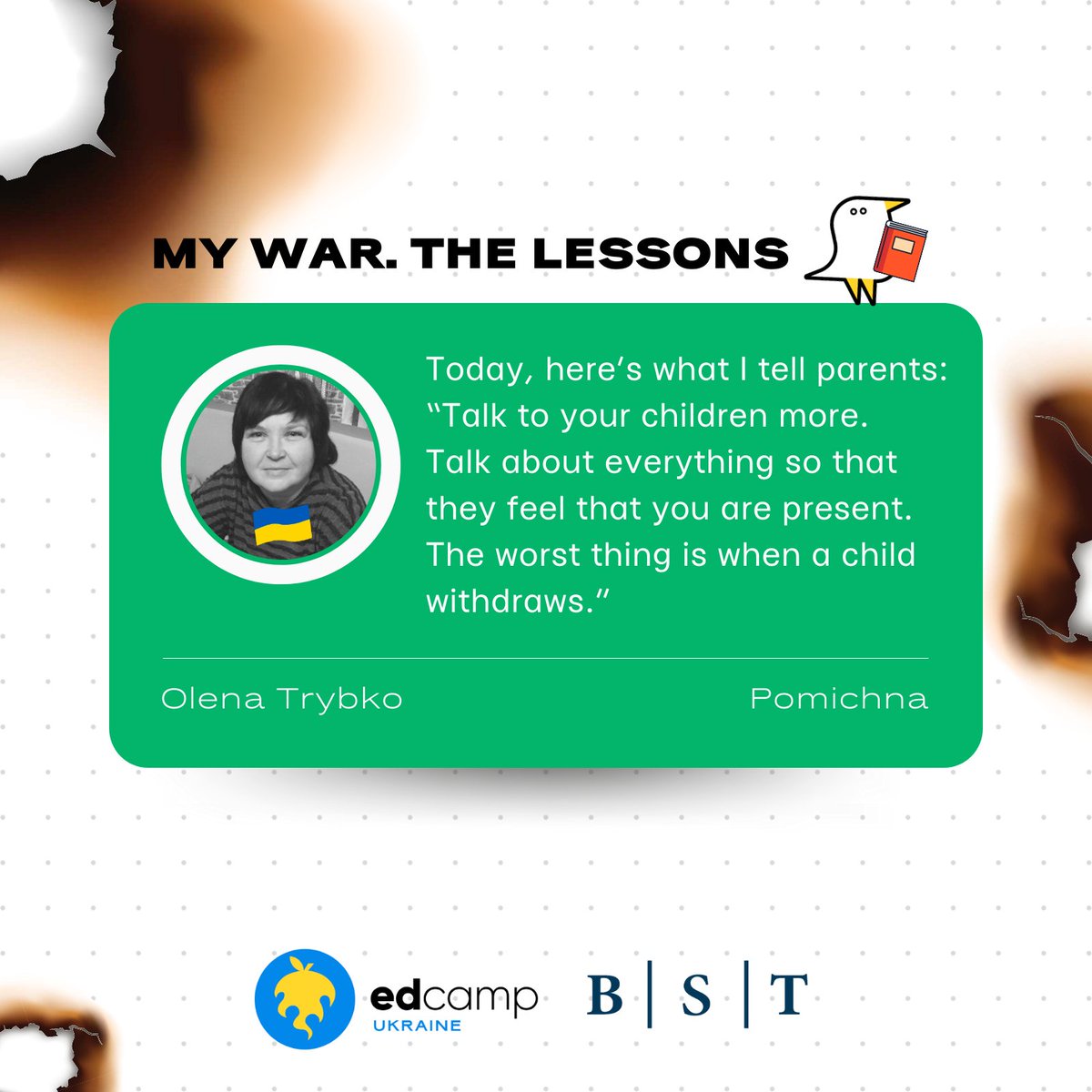 «Today, here’s what I tell parents: “Talk to your children more. Talk about everything so that they feel that you are present. The worst thing is when a child withdraws”».
Olena Trybko, Pomichna, Kirovohrad Region. The interview ✔ edcamp.ua/en/interview-1…