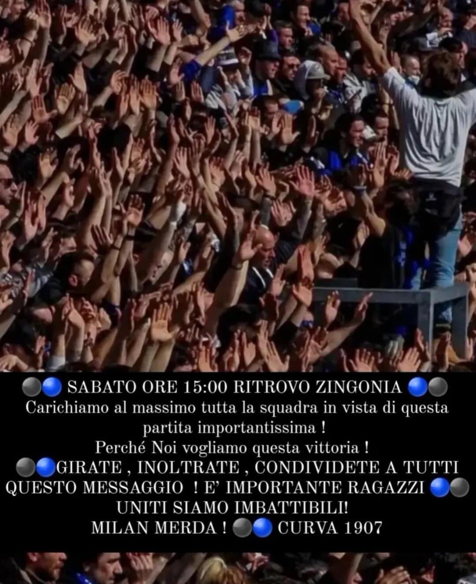 andrea__natali's tweet photo. Sabato ore 15:00 ritrovo a Zingonia!
#forzatalanta #atalanta #goatalantago #AtalantaMilan https://t.co/xFZjbYhy4W
