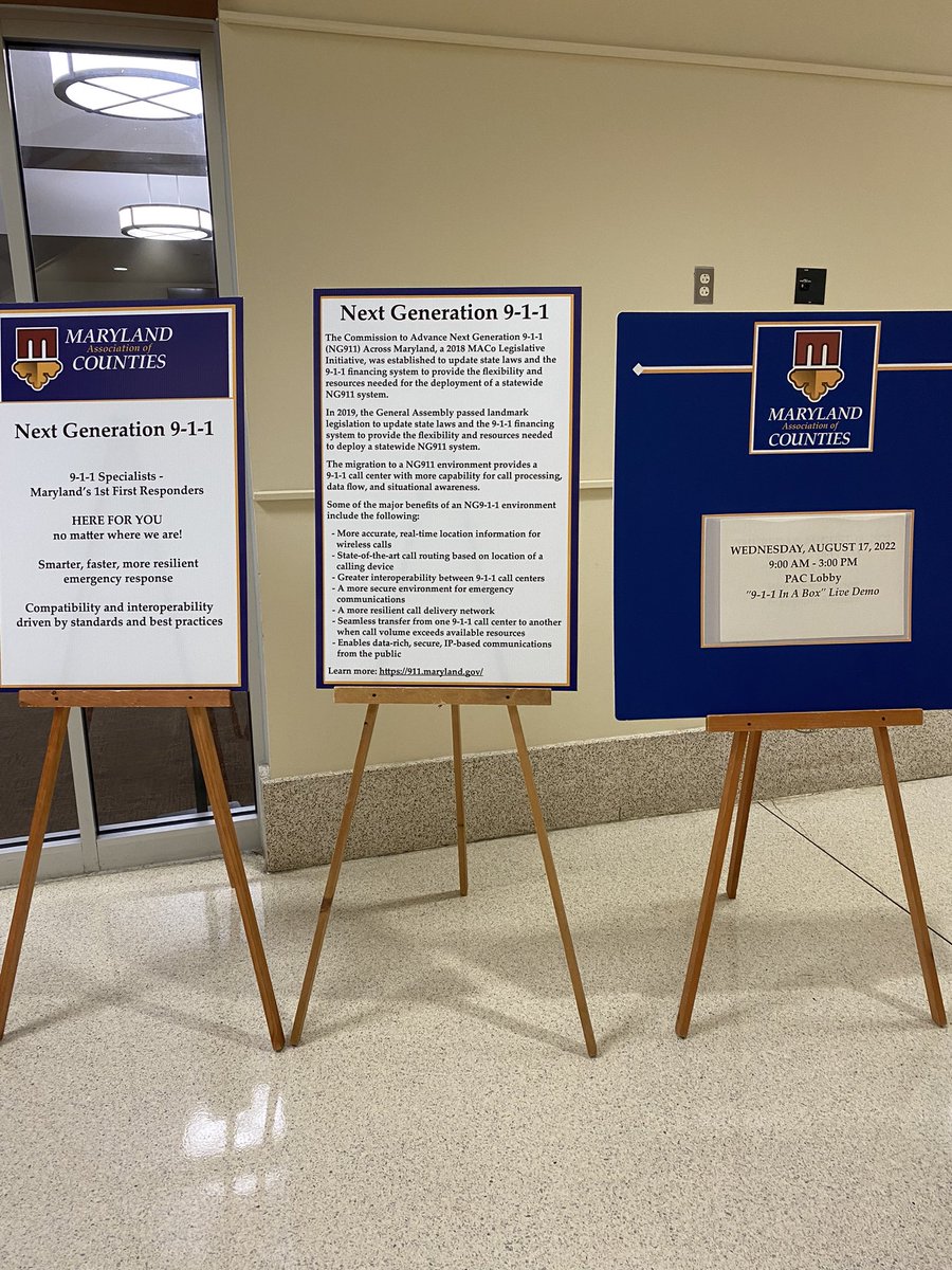#NextGen911 demo setting up…stop by and see a remote 9-1-1 call center in action, taking calls from across the state