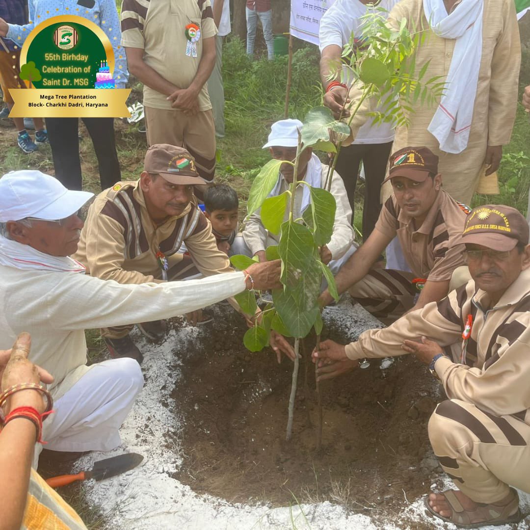 GreenSwelfares's tweet photo. We cannot undo the damage that has been done to nature, but we can definitely restore it. Volunteers celebrated the 55th Incarnation Day of Saint Dr. @GurmeetRamRahim Singh Ji Insan by planting saplings &amp; restoring our planet via #MegaTreePlantation drive. #PlantATree https://t.co/ztmHEMiZjx