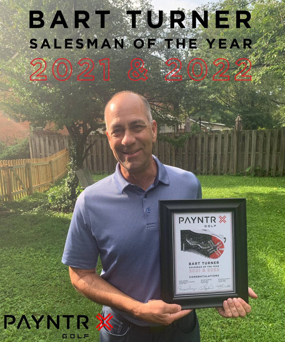 PayntrGolf's tweet photo. Rise and Grind! A special shoutout to our Salesman of the Year, Bart Turner, for his outstanding representation of Payntr Golf! The best is yet to come! https://t.co/ANH0ZRkjKA