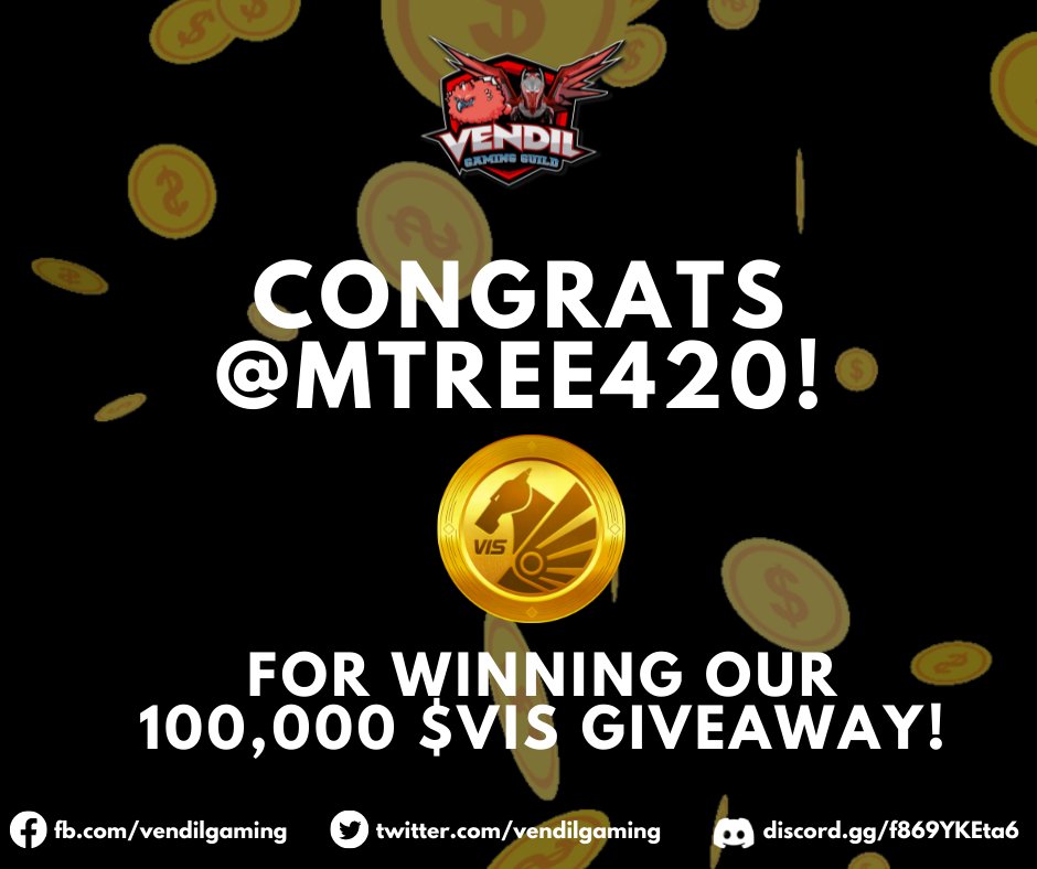 vendilgaming's tweet photo. Congrats to @MTree420 for winning our $VIS #giveaway! 🥳
You just won 100,000 $VIS! Please DM us your MM address so we can send your prize!
Proof: https://t.co/xyJYVP4WrZ
#Pegaxy #VIS #VisArmy #P2E #Play2Earn #SLP #VGG #web3 #PlayAndEarn $MATIC https://t.co/gU1E72Nb2u