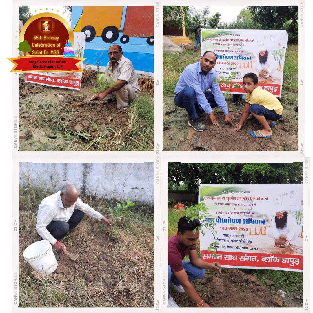 DSSNewsUpdates's tweet photo. To maintain the greenery of mother earth, plant more &amp; more plants.
#MegaTreePlantation drive is organized every year by #DeraSachaSauda to celebrate the Incarnation Day of Saint Dr. @GurmeetRamRahim Singh Ji Insan and give a green cover to our planet.
Check out the highlights! https://t.co/T2l7G120Pp