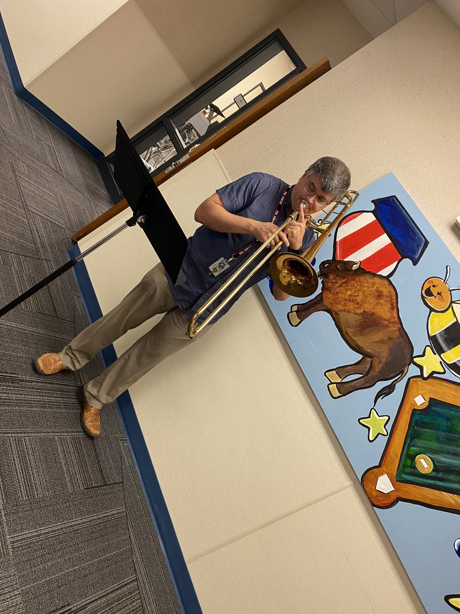 EmilyBWolff's tweet photo. Wednesday morning pick me up curiosity of Mr. Gruber our srtrings and band teacher! Living life at @OPS_WilsonFocus #OPSProud https://t.co/rWKuiOFNuh