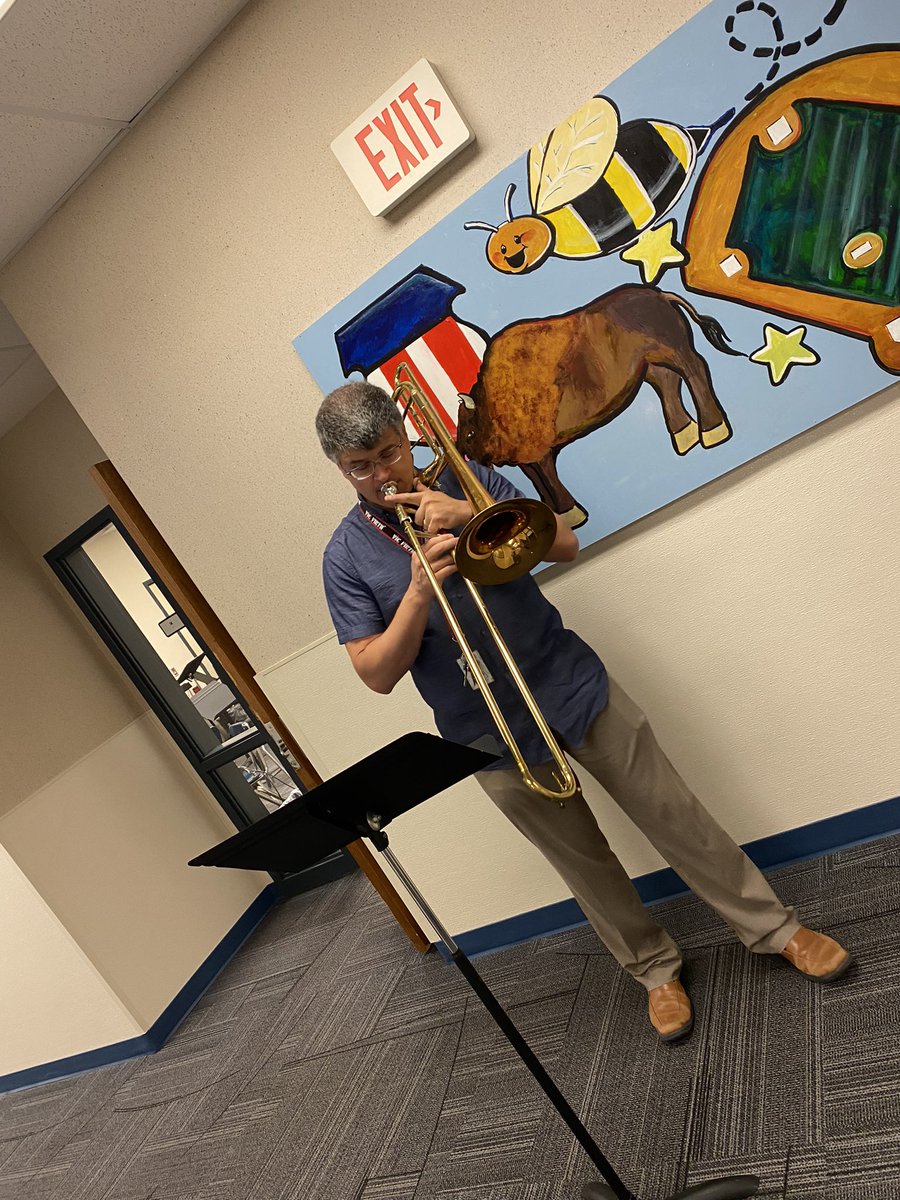 EmilyBWolff's tweet photo. Wednesday morning pick me up curiosity of Mr. Gruber our srtrings and band teacher! Living life at @OPS_WilsonFocus #OPSProud https://t.co/rWKuiOFNuh