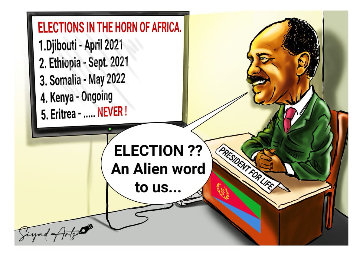 artssiyad's tweet photo. Dictator Afwerki has declared himself as the 'President for life' in #Eritrea.

He rules the country as his private Enterprise &amp; has not held national elections since independence.
#HornOfAfrica #SiyadArts https://t.co/udE0IKriuk