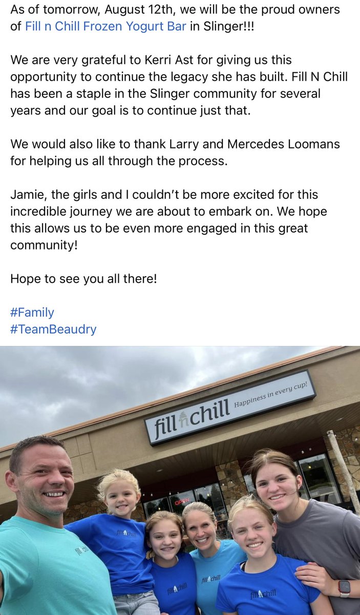 soberdaddy2's tweet photo. So #TeamBeaudry did a thing!
Come check us out if you’re ever in Slinger, Wisconsin!!! @sjbeaudry2 @abeaudry20 @ambeaudry12
#FroYoFam https://t.co/t3epNEgH6v