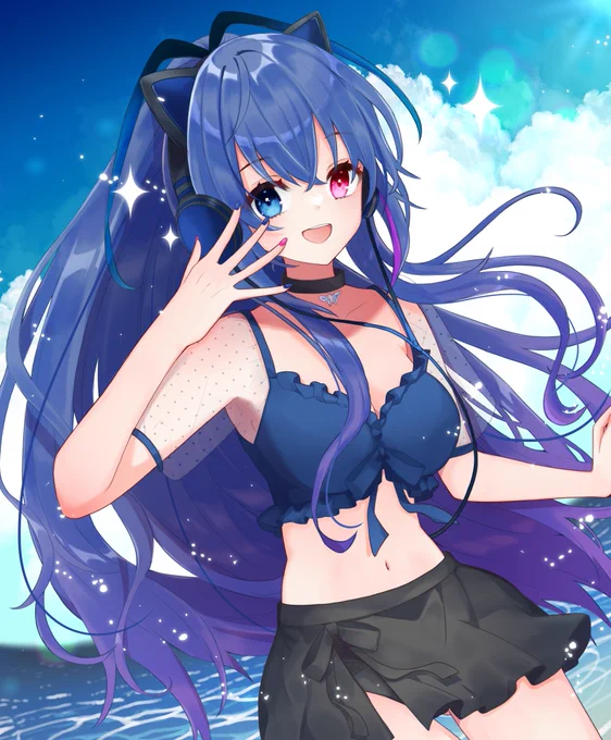 Skebご依頼ありがとうございました!海辺の美少女は目の保養によいものだ～～!!!#Skeb  #ルメイの残滓 