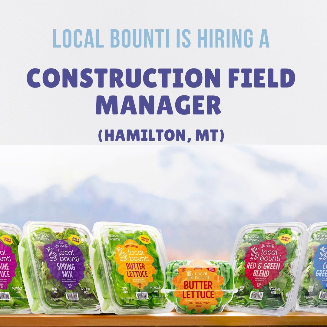 Local Bounti is hiring! They are seeking a Construction Field Manager to work with them out of Hamilton, MT. Check out the full listing: passionplacement.com/jobs/construct…