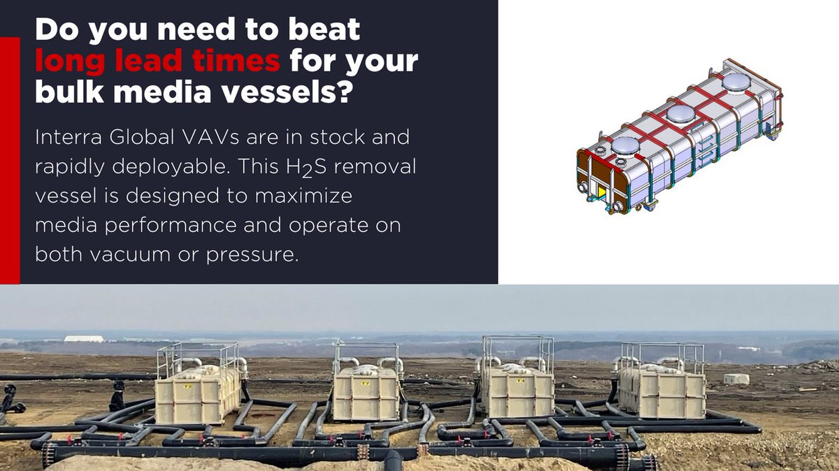 If you're looking for bulk media vessels without the long lead time, email us at sales@interraglobal.com! #H2Sremoval #biogas #RNG