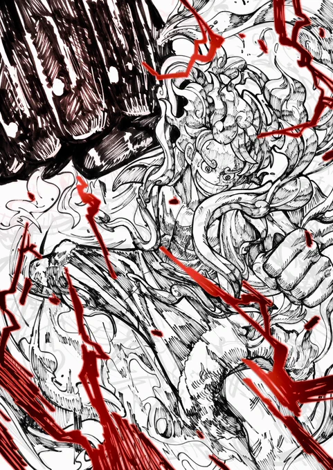 ギア5   ゴムゴムの猿神銃!!!!#ワンピース  #ONEPIECE  #イラスト 