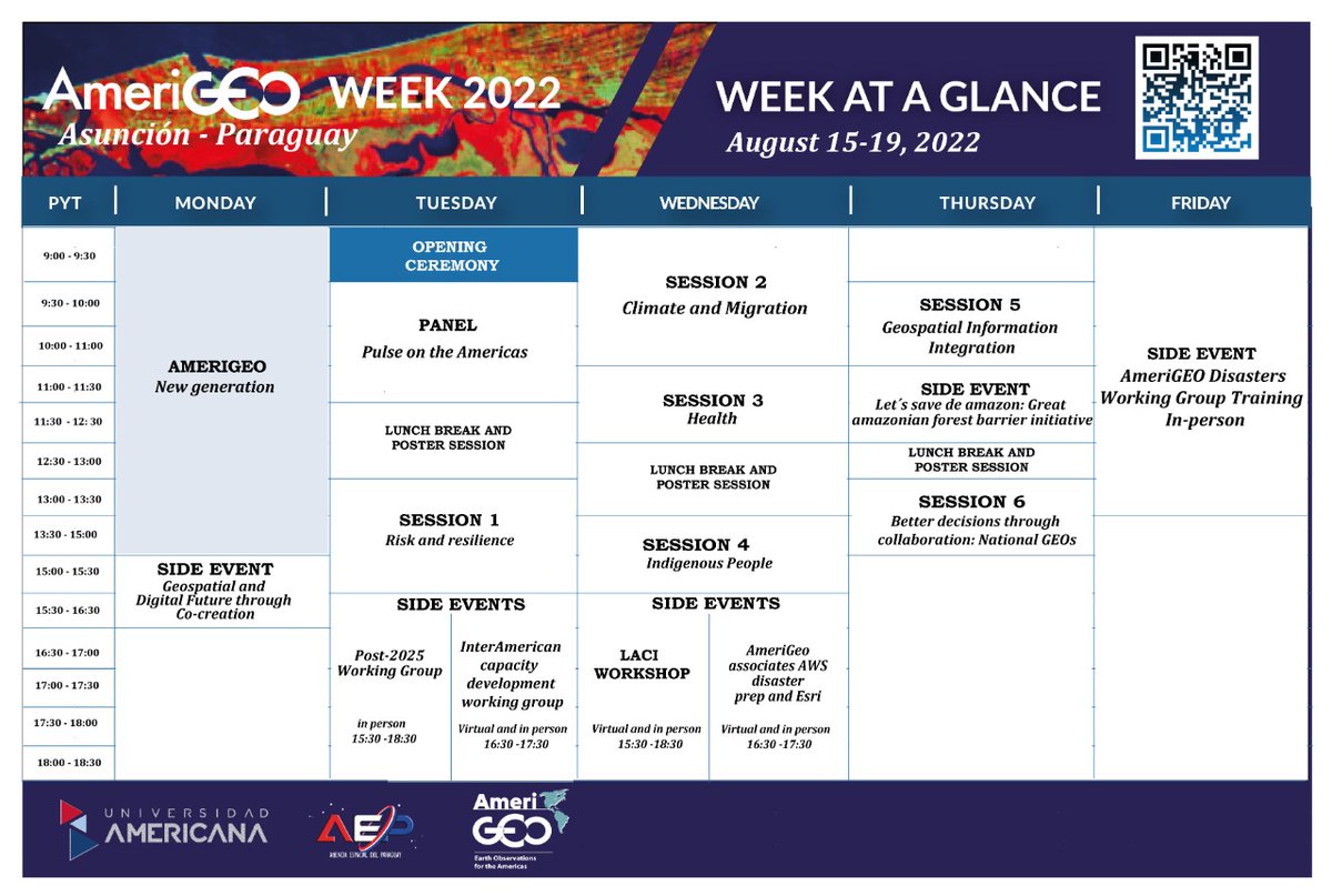 AmeriGEO's tweet photo. Join us for the third day of activities at #AmeriGEOWeek2022. Today we'll have the #Climate and #Migration, #Health and #IndigenousPeoples sessions. Also a couple of very interesting side events. 
Follow the live broadcast at: https://t.co/c0sv7UeVjF 
#MigrationinFocus #eochat https://t.co/kUnvohUlC1