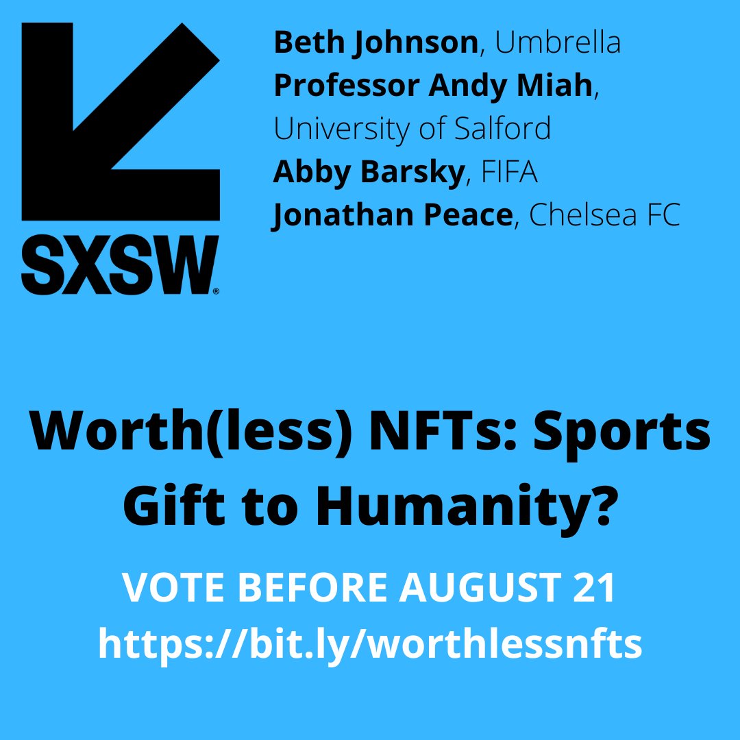 Please take a moment to vote for our SXSW panel 😄

bit.ly/worthlessnfts
