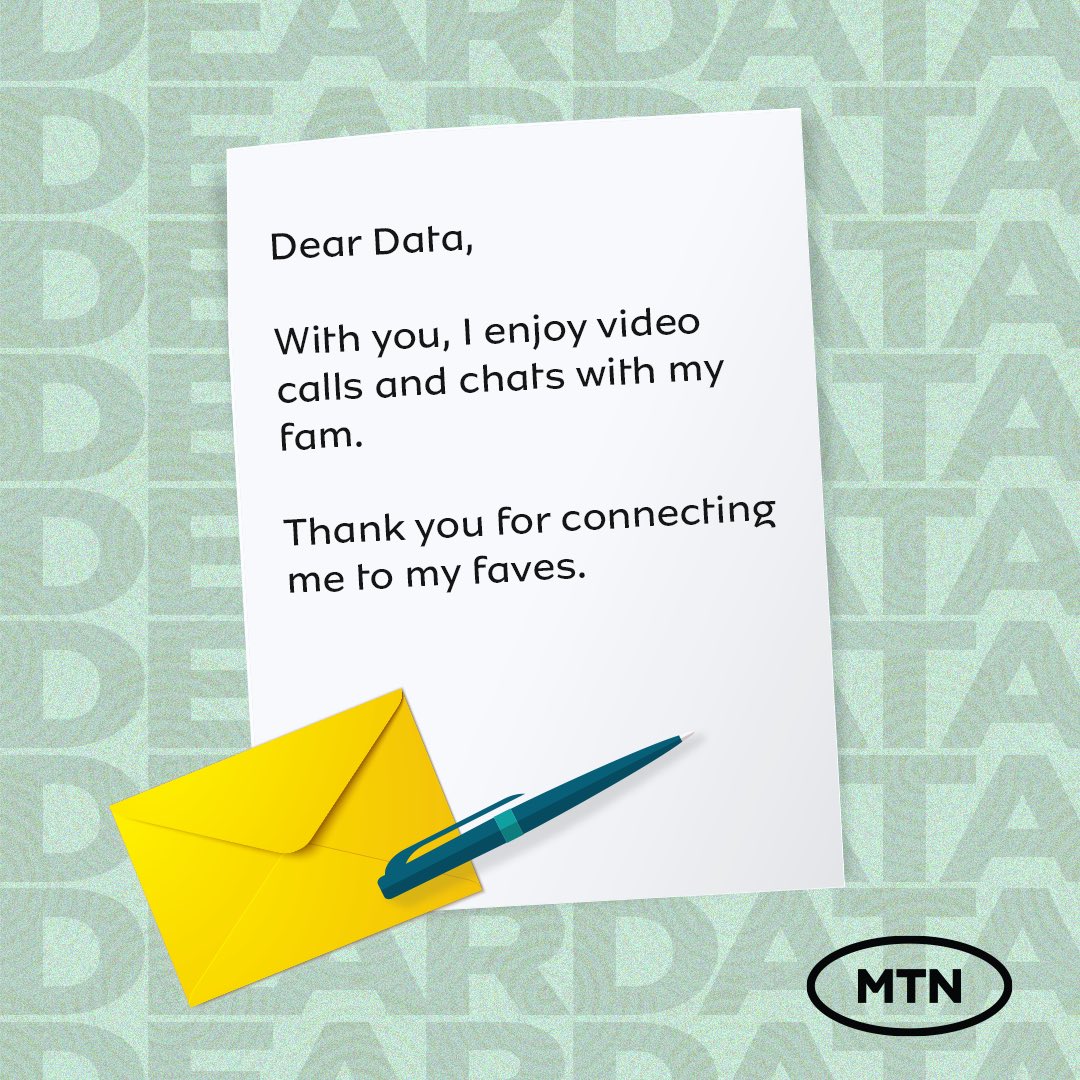 MTNNG's tweet photo. Dear Data, Thank you for connecting us to the people we care about the most 💕
#DearData https://t.co/PldkcFO7x1