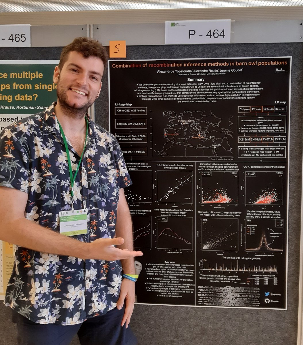 I know you don't know much about recombination in owls. Neither did we until we used both a pedigree and a population approach to learn stuff. Now you can know more too by coming to poster #464 on Thursday at #ESEB2022