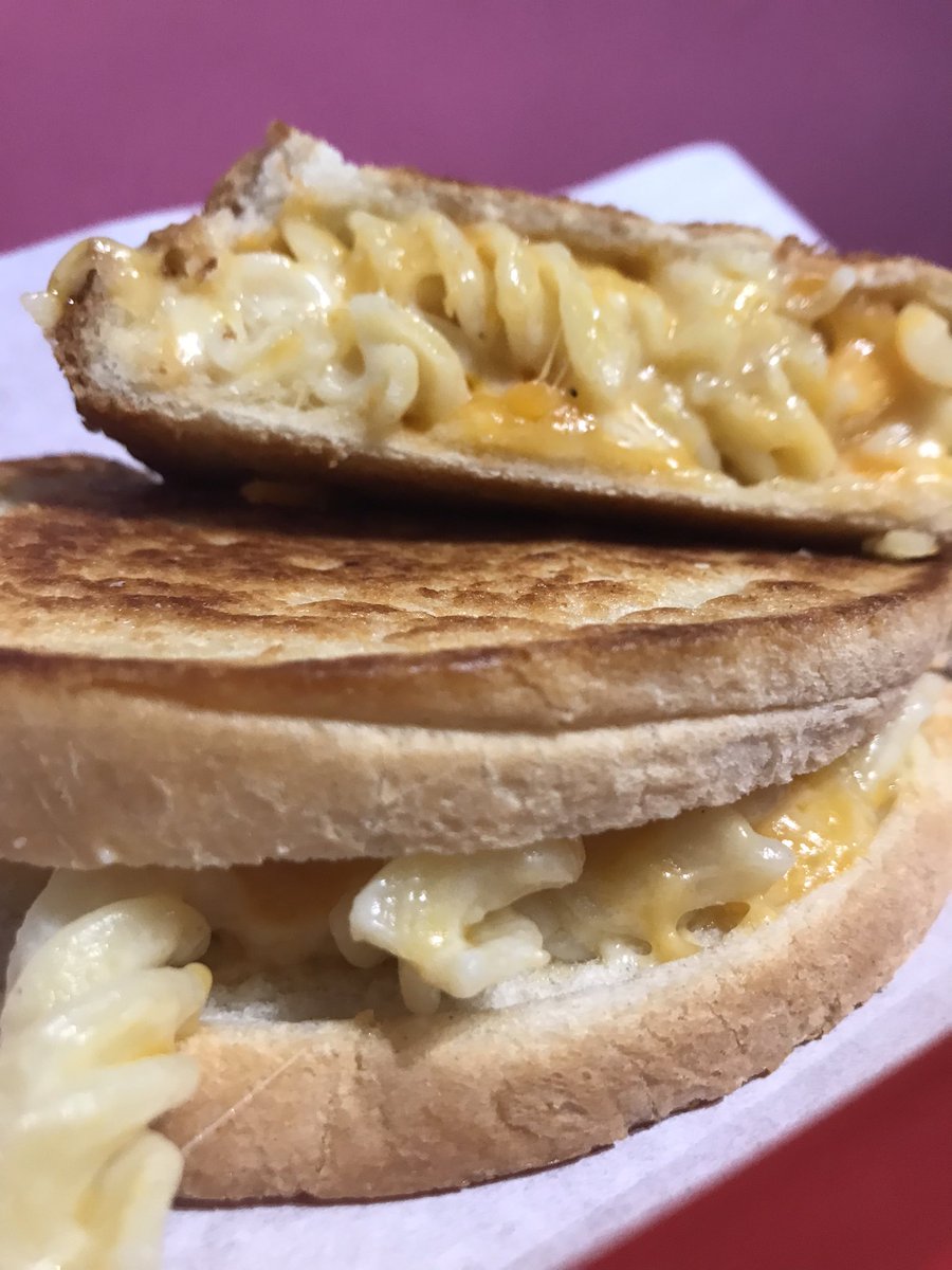 Meltdownchester's tweet photo. THE ULTIMATE 
That’s right, pasta &amp; cheese sauce in a toastie. #toastiequeen https://t.co/V9DEc46p4x