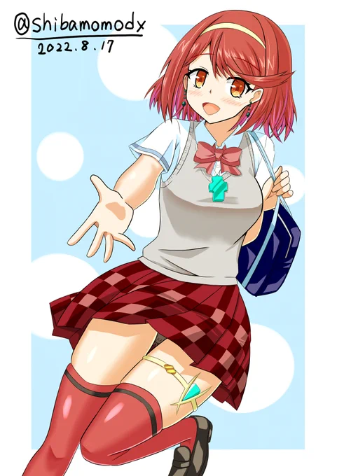 ゼノブレイド2制服ホムラ「レックス!学校へ行きましょう!」Xenoblade Chronicles 2School uniform Pyra#ゼノブレイド2 #XenobladeChronicles2 #ホムラ#Pyra#制服 