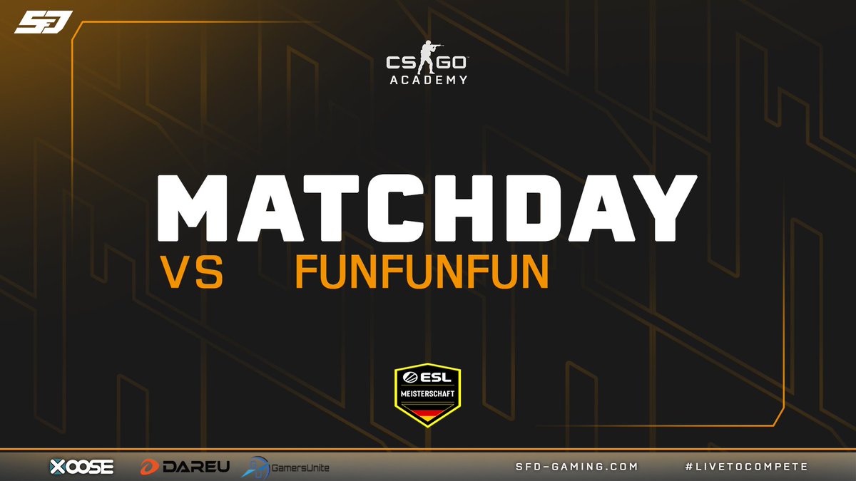 SFD-Gaming (@sfdgaming) on Twitter photo 🍿#MatchDay🍿
Auch für unser Academy-Team startet heute die #ESLMeisterschaft🤩
Auf geht's Männer, holt euch den ersten Saisonsieg!🍀💪
🆚 #FUNFUNFUN
⏰ 20:00 Uhr
🗺️ ?
🏆 <a href="/ESEA/">ESEA League</a> OPEN
#ESEA #CSGO #eSports 🍿#MatchDay🍿
Auch für unser Academy-Team startet heute die #ESLMeisterschaft🤩
Auf geht's Männer, holt euch den ersten Saisonsieg!🍀💪
🆚 #FUNFUNFUN
⏰ 20:00 Uhr
🗺️ ?
🏆 <a href="/ESEA/">ESEA League</a> OPEN
#ESEA #CSGO #eSports