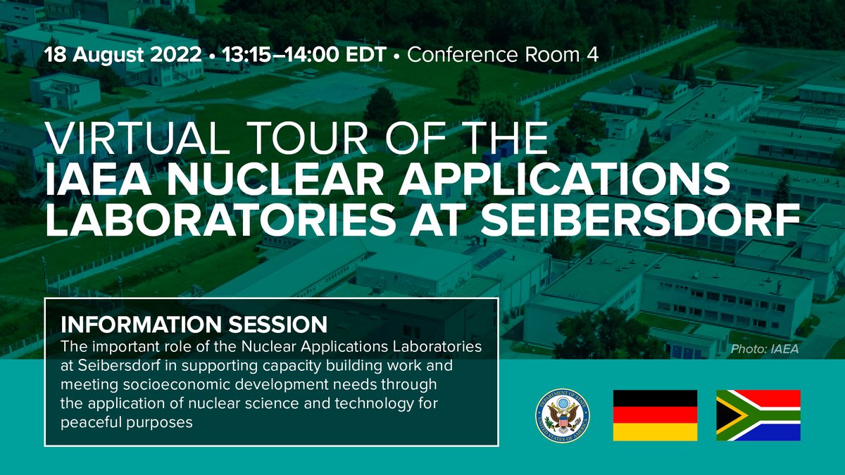 usunvie's tweet image. On Thursday, the U.S., Germany, and South Africa will co-host a #NPTRevCon side event highlighting the IAEA’s Seibersdorf Labs. Come learn how the Nuclear Application Laboratories apply nuclear science and tech for peaceful purposes and further UN #SustainableDevelopmentGoals.