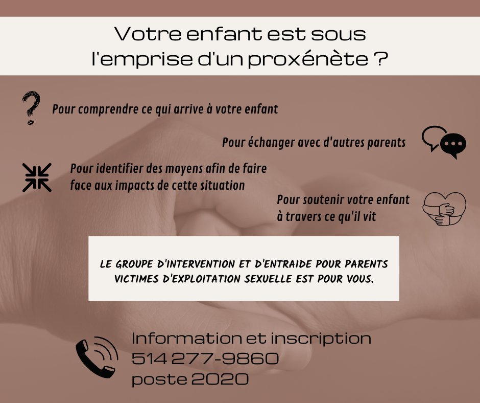 ReseaudesCAVAC's tweet photo. Le CAVAC est à la recherche de parents de personnes victimes d'exploitation sexuelle, de partout en province, voulant faire partie d'un groupe d'intervention et d'entraide. Les rencontres débuteront cet automne.

#exploitationsexuelle #aide #victimes #CAVAC https://t.co/nPmb0B80mh