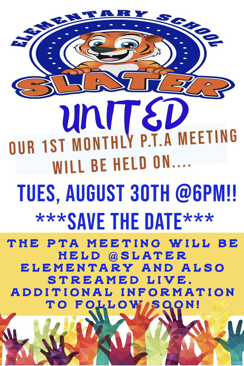 Get Ready! Get Ready! Get Ready! Coming Soon… #ChooseSlater #StrongPTA #WeNeedYou <a href="/JovanDM/">John van der Merwe</a> <a href="/NikkitaDW/">Dr. Nikkita Warfield</a> <a href="/PBS_Atlanta/">Purpose Built Schools Atlanta</a>