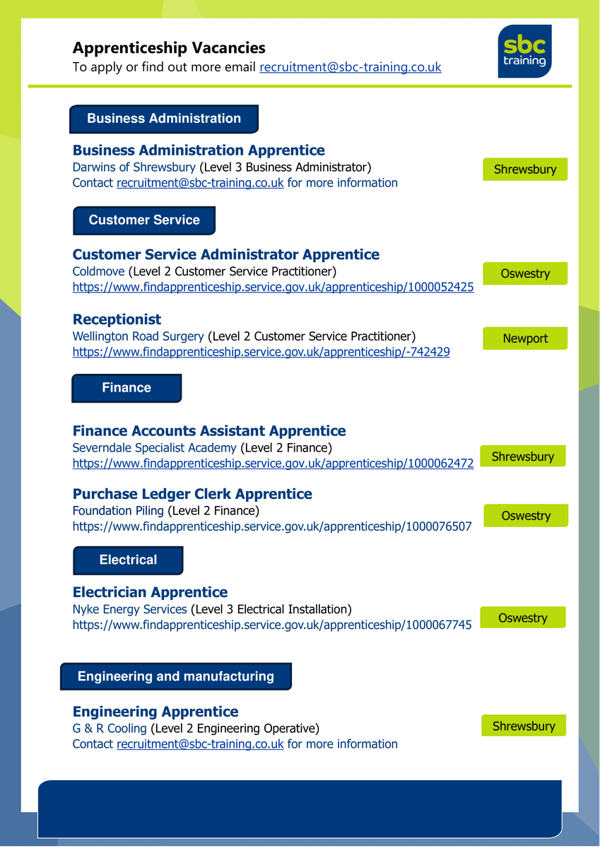 SBC_Training's tweet photo. 👀 View our current vacancies here - https://t.co/m2wdIrrmTs  
🖊 Join our Talent Pool, submit your details here - https://t.co/Zq10SVzFJD
#shropshireapprenticeships #SBCtraining #shropshirejobs #vacancylist #becomeanapprentice https://t.co/L5gkIhl07N