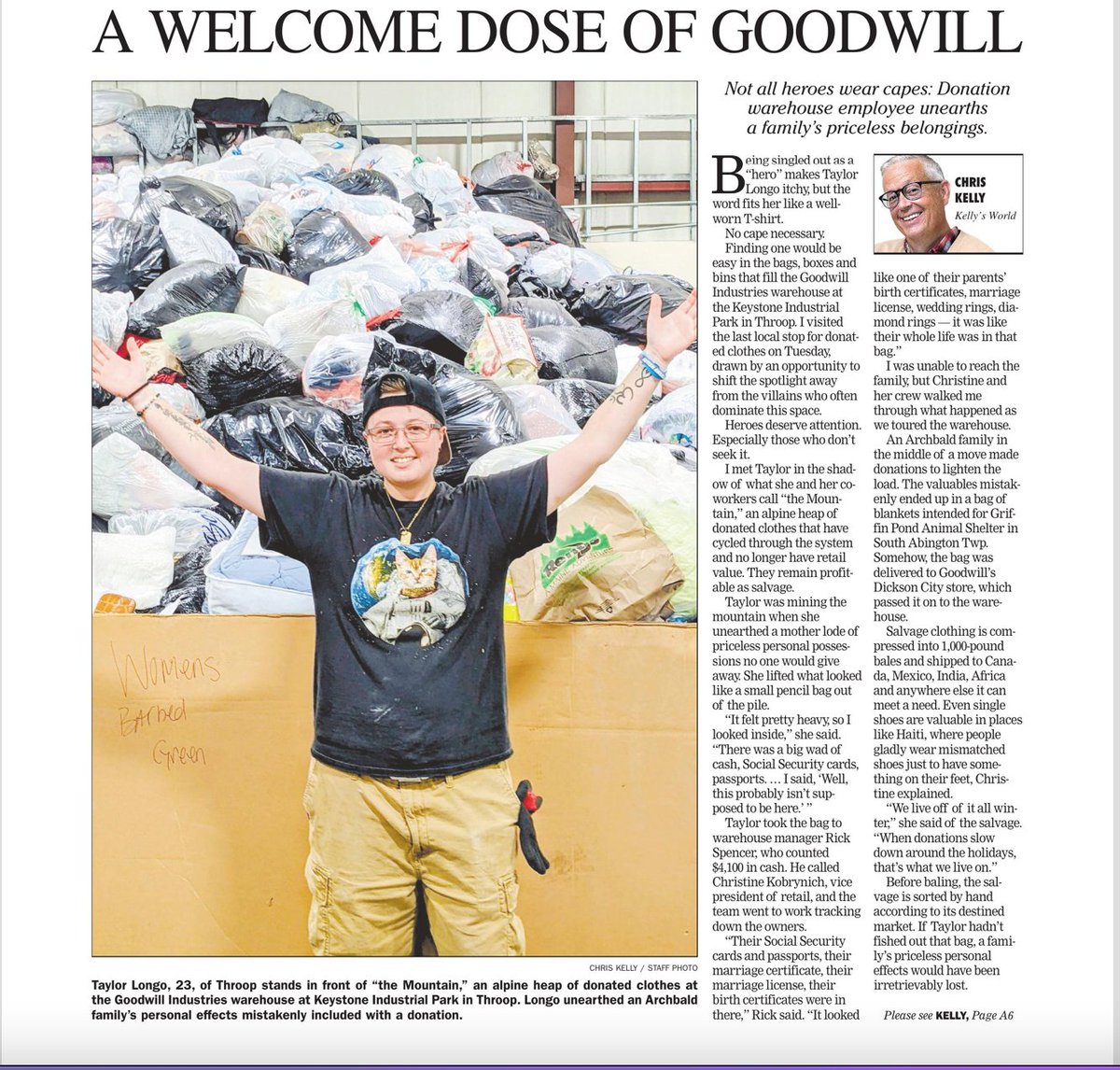 GoodwillNepa's tweet photo. Thanks to @cjkink from @timestribune for writing this feel good story about a mistaken donation. We are so proud that Taylor, Rick, and Chris are on our team! #wedogoodtogether #goodwillfinds #goodwill
https://t.co/3IacNF3jGk https://t.co/3f6JjjfK9V