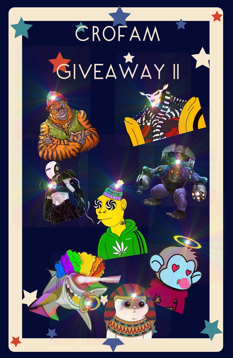 Huge CROFAM Giveaway 🎉🎉

8 X NFTs 🚀

<a href="/BabySharks_NFT/">Baby Sharks</a> 1x NFT
<a href="/NEWAMERICANFT/">𝗡𝗲𝘄 𝗔𝗺𝗲𝗿𝗶𝗰𝗮 𝗡𝗙𝗧 (Sold Out)</a> 1x NFT
@CroodleApe 1x NFT
@familijax 1x NFT
<a href="/unicats_uc/">UNICATS (SOLD OUT!)</a> 1x NFT
<a href="/CROssGems/">Halo (⬜️, ⬛️) ⚔️</a> 1x NFT
<a href="/CroBobAdventure/">🛸BOB Adventures | 212</a> 1x NFT
<a href="/BattleReadyBoyz/">Battle Ready Boyz</a> 1x NFT

1️⃣ Follow all👆
2️⃣Like &amp; Rt
3️⃣Tag 3 🕺

#Giveaways #Airdrops #shill #NFT