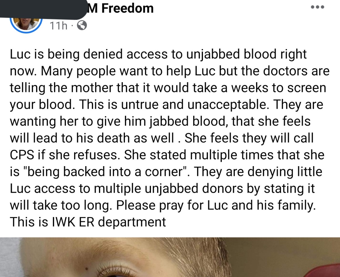 Seebo429's tweet photo. The harm that antivaxers are willing to inflict never ceases to disgust me.

(This isn't even about the kid's mother, this is about the people that spread conspiracy theories and misinformation) https://t.co/C12ujbZMzF