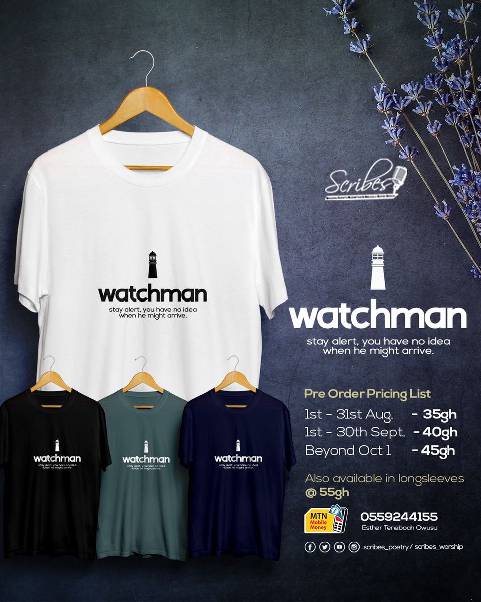 scribes_global's tweet photo. Hello family, our T-shirts are now available for pre-order. Kindly get one to support the movement. All details on the flier. 

Send a dm to purchase.

#WatchWhileWaiting
#TheAwakening
#ScribesGlobal https://t.co/kJcXkDJQj9