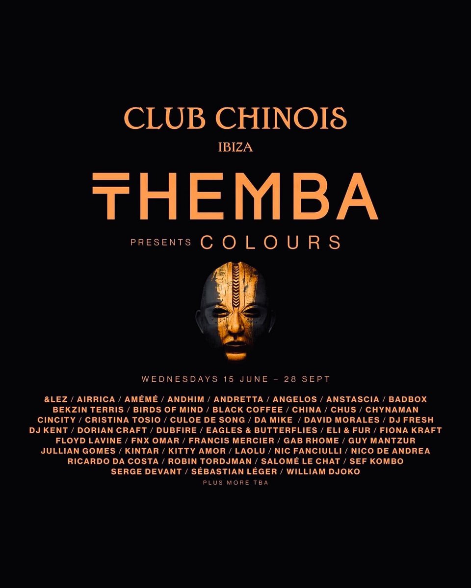 Making my Ibiza debut tonight!! 
Thank you to my brother <a href="/itsThemba/">THEMBA</a> for hosting me in his residency at Club Chinois!
See u there w/ <a href="/DJCHUS/">DJ CHUS OFFICIAL</a> and <a href="/DJFreshSA/">DJ Fresh (Big Dawg)</a> 🤍