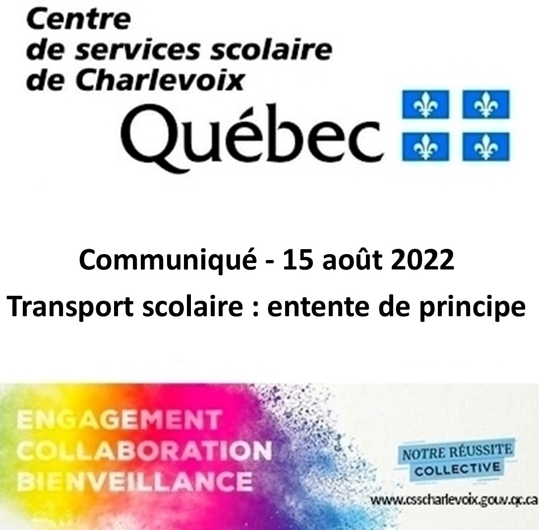 csscharlevoix's tweet photo. Le Centre de services scolaire de Charlevoix et les entreprises de transport scolaire de la région sont parvenus à une entente de principe en vue du renouvellement de leurs contrats pour les 5 prochaines années. https://t.co/XXarKYNF2d #éducation #enseignement #Québec #ÉduQc https://t.co/6013hcWQTQ