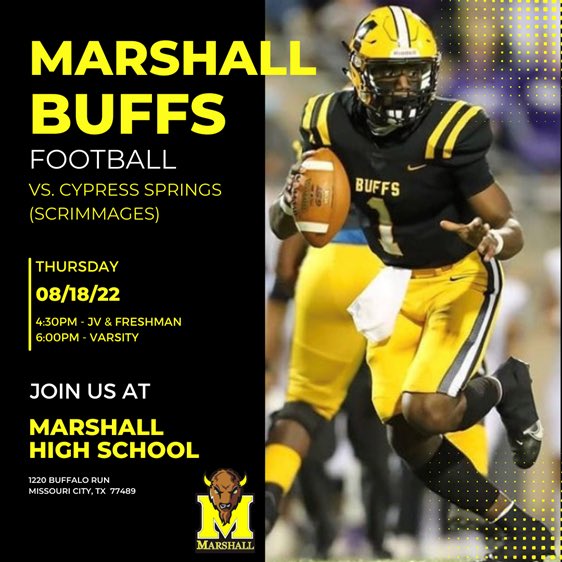 MarshallBuffs's tweet photo. 〽️Block let’s get it!!! Tomorrow at Marshall High School!! https://t.co/012L6lkDhD