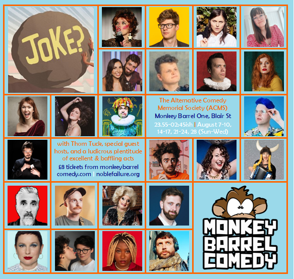 AltComMemSoc's tweet photo. Edinburgh | TODAY | @BarrelComedy One | midnight | £8, from https://t.co/ujpDakmnua, or PWYW

with:
@turlygod!
@alexkealy &amp; @thisstuartlaws!
@angelavoipierre!
@BEAKComedy!
@EdyHurst!
@FrankFoucault!
@KathyManiura!
@myradubois!
@sazzymills!
@tombellforever! (trains permitting!) https://t.co/9tObtvwseJ