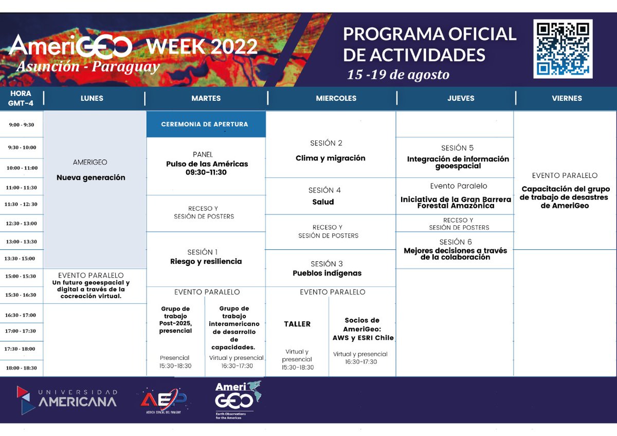 AmeriGEO's tweet photo. Acompáñenos en el tercer día de actividades en #AmeriGEOWeek2022. Hoy tendremos las sesiones de #Clima y #Migración, #Salud y #PueblosIndígenas. También un par de eventos paralelos muy interesantes.
Transmisión en vivo en: https://t.co/Eow7kqBDv3
#MigrationinFocus #eochat 🌎🛰️ https://t.co/dCorLYIqOe